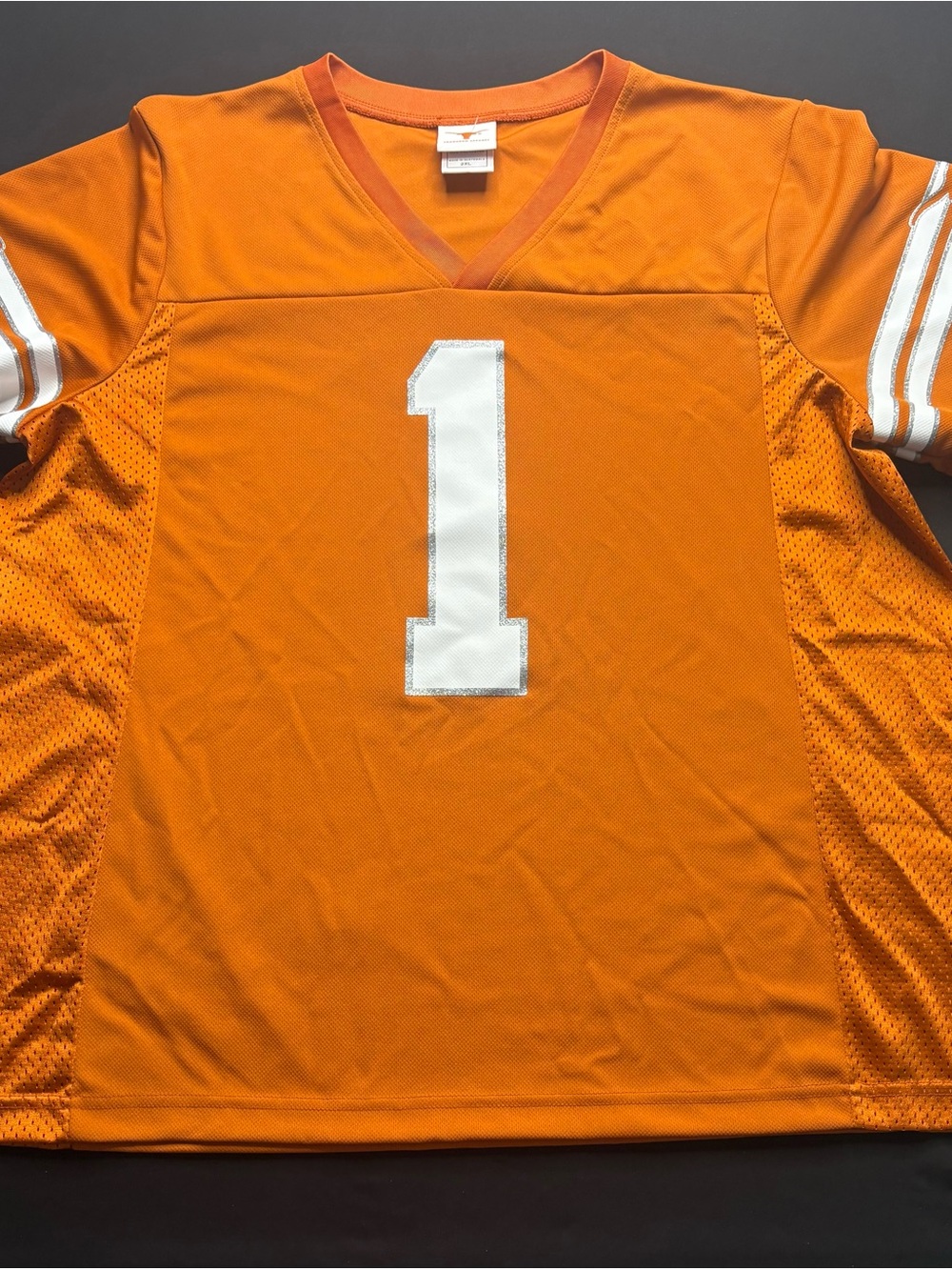 Texas Long horn Athletic Jersey with White Number 1.